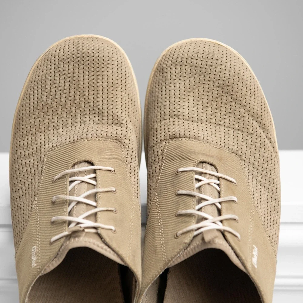 Olukai Nohea Moku Mens Sz 14 Lace Up Sneakers Tan Mesh Boat Shoes Atheisure